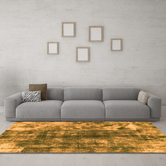 Machine Washable Abstract Orange Modern Area Rugs in a Living Room, wshabs849org