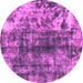 Round Abstract Pink Modern Rug, abs849pnk