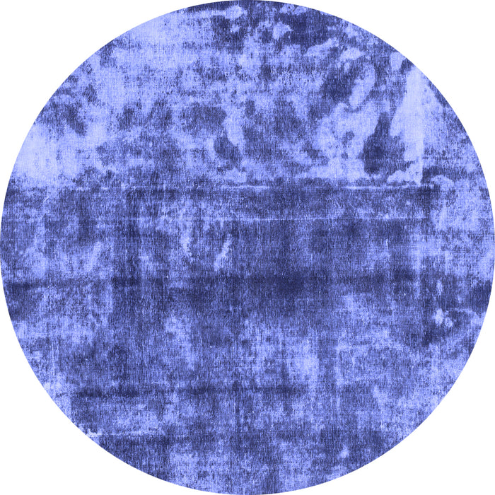 Round Abstract Blue Modern Rug, abs849blu