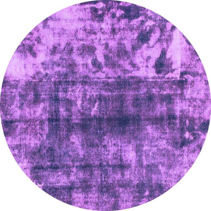Round Machine Washable Abstract Purple Modern Area Rugs, wshabs849pur