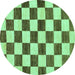 Round Checkered Turquoise Modern Rug, abs84turq