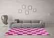 Machine Washable Checkered Pink Modern Rug in a Living Room, wshabs84pnk