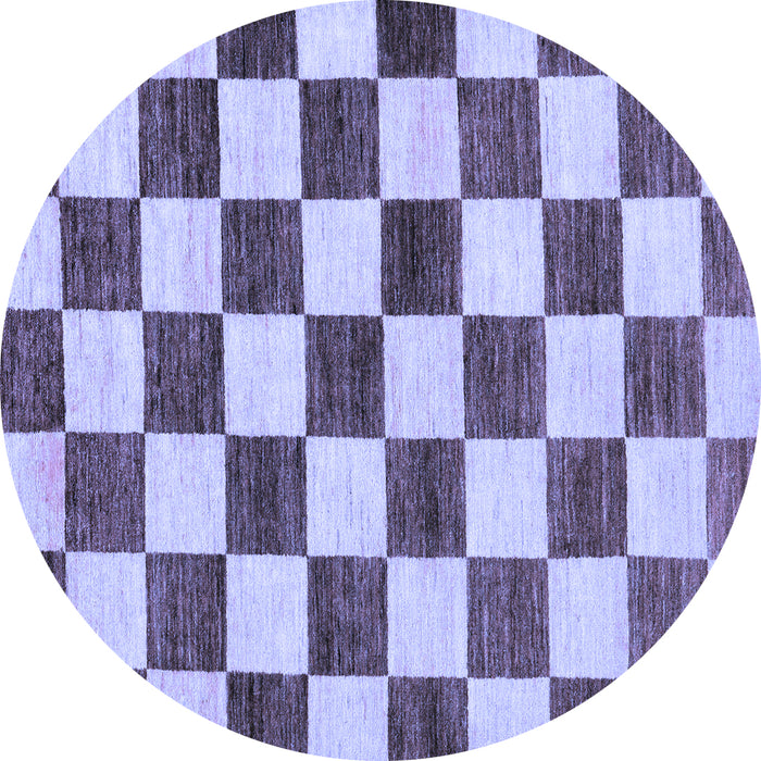 Round Checkered Blue Modern Rug, abs84blu