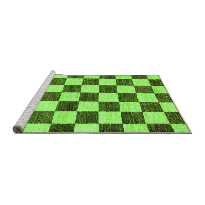 Sideview of Machine Washable Checkered Green Modern Area Rugs, wshabs84grn