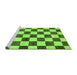 Sideview of Machine Washable Checkered Green Modern Area Rugs, wshabs84grn