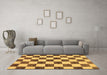 Machine Washable Checkered Brown Modern Rug in a Living Room,, wshabs84brn