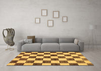 Machine Washable Checkered Brown Modern Rug, wshabs84brn