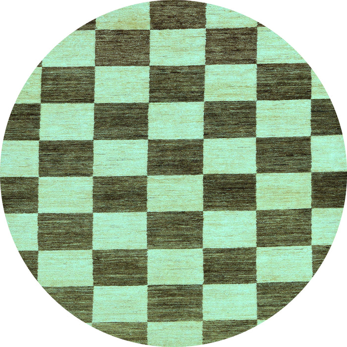 Round Checkered Light Blue Modern Rug, abs84lblu