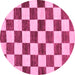 Round Checkered Pink Modern Rug, abs84pnk