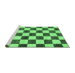 Sideview of Machine Washable Checkered Emerald Green Modern Area Rugs, wshabs84emgrn
