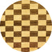 Round Abstract Bright Gold Yellow Checkered Rug, abs84