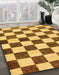 Abstract Bright Gold Yellow Checkered Rug in Family Room, abs84