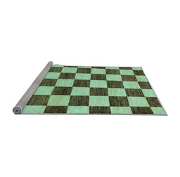 Sideview of Machine Washable Checkered Light Blue Modern Rug, wshabs84lblu