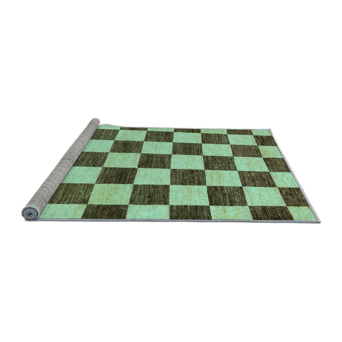 Sideview of Machine Washable Checkered Light Blue Modern Rug, wshabs84lblu