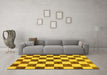 Machine Washable Checkered Yellow Modern Rug in a Living Room, wshabs84yw