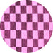 Round Checkered Purple Modern Rug, abs84pur