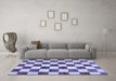 Machine Washable Checkered Blue Modern Rug in a Living Room, wshabs84blu