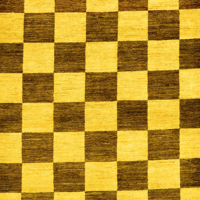 Machine Washable Checkered Yellow Modern Rug, wshabs84yw