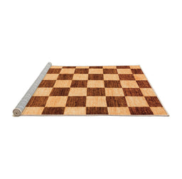 Sideview of Machine Washable Checkered Orange Modern Area Rugs, wshabs84org