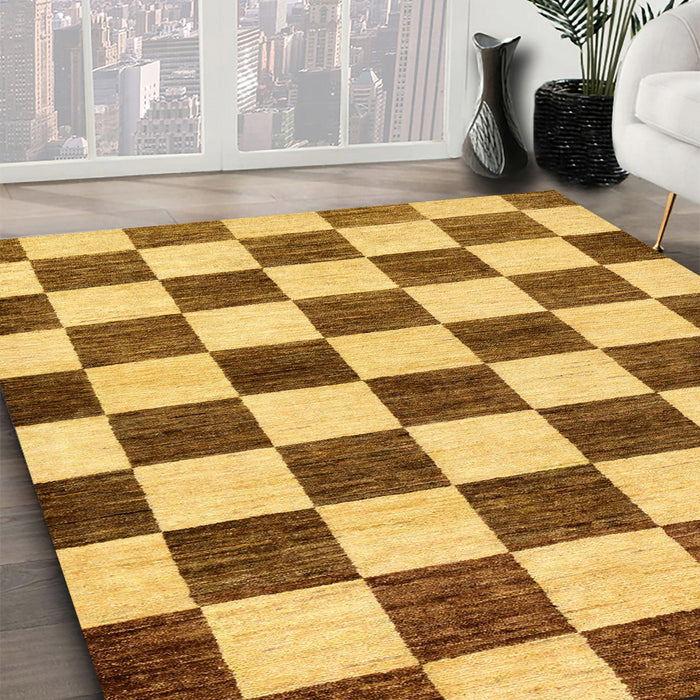 Machine Washable Abstract Bright G Yellow Rug in a Family Room, wshabs84