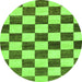 Round Machine Washable Checkered Green Modern Area Rugs, wshabs84grn