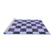 Sideview of Machine Washable Checkered Blue Modern Rug, wshabs84blu