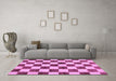 Machine Washable Checkered Purple Modern Area Rugs in a Living Room, wshabs84pur