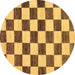 Round Machine Washable Checkered Brown Modern Rug, wshabs84brn