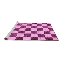 Sideview of Machine Washable Checkered Purple Modern Area Rugs, wshabs84pur