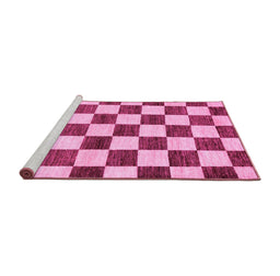 Sideview of Machine Washable Checkered Pink Modern Rug, wshabs84pnk