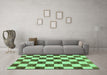 Machine Washable Checkered Turquoise Modern Area Rugs in a Living Room,, wshabs84turq