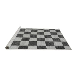 Sideview of Machine Washable Checkered Gray Modern Rug, wshabs84gry