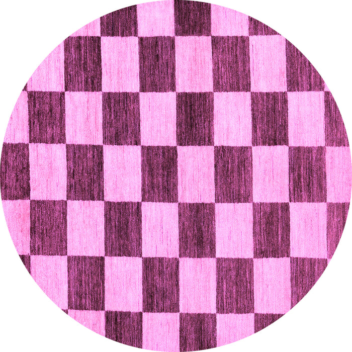 Round Machine Washable Checkered Purple Modern Area Rugs, wshabs84pur