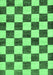 Machine Washable Checkered Emerald Green Modern Area Rugs, wshabs84emgrn