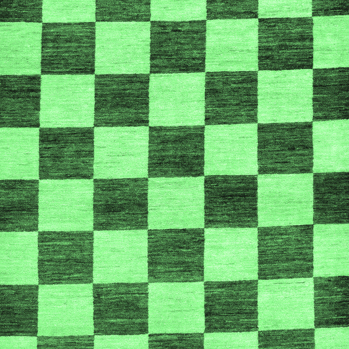 Machine Washable Checkered Emerald Green Modern Area Rugs, wshabs84emgrn