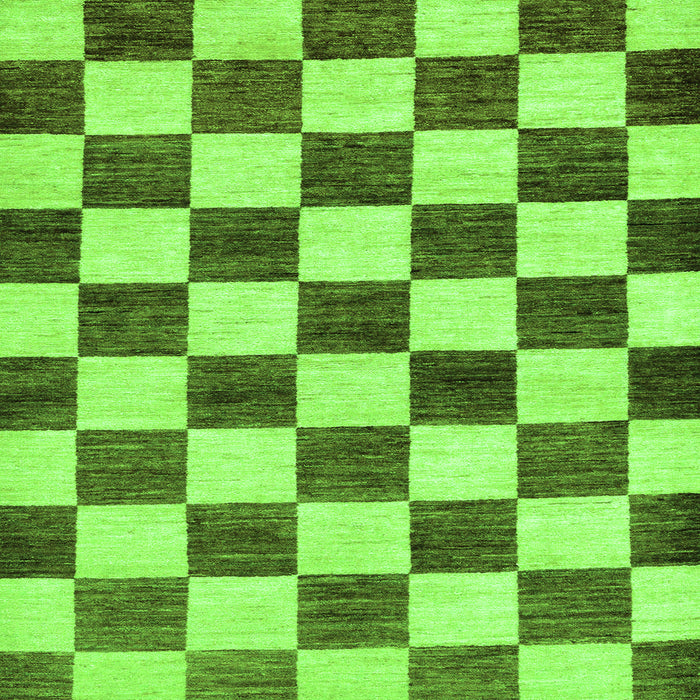 Square Machine Washable Checkered Green Modern Area Rugs, wshabs84grn