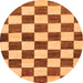 Round Checkered Orange Modern Rug, abs84org