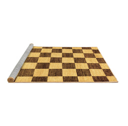 Sideview of Machine Washable Checkered Brown Modern Rug, wshabs84brn