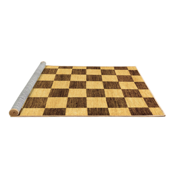 Sideview of Machine Washable Checkered Brown Modern Rug, wshabs84brn