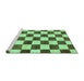Sideview of Machine Washable Checkered Turquoise Modern Area Rugs, wshabs84turq