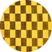 Round Checkered Yellow Modern Rug, abs84yw