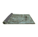 Sideview of Abstract Dark Sea Green Modern Rug, abs850