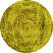 Round Abstract Yellow Modern Rug, abs850yw