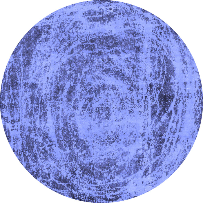 Round Machine Washable Abstract Blue Modern Rug, wshabs850blu