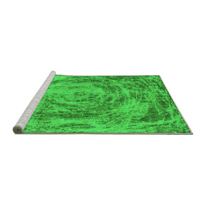 Sideview of Machine Washable Abstract Green Modern Area Rugs, wshabs850grn