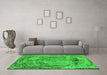 Machine Washable Abstract Green Modern Area Rugs in a Living Room,, wshabs850grn