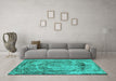 Machine Washable Abstract Turquoise Modern Area Rugs in a Living Room,, wshabs850turq