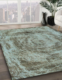 Abstract Dark Sea Green Modern Rug, abs850