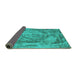 Sideview of Abstract Turquoise Modern Rug, abs850turq