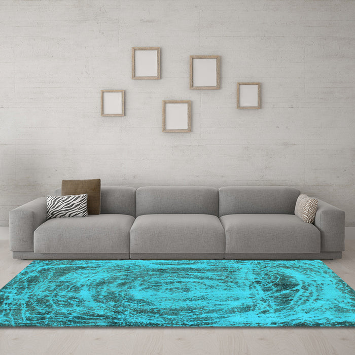 Machine Washable Abstract Light Blue Modern Rug in a Living Room, wshabs850lblu